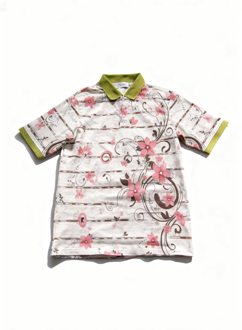 Main Floral Polo [Pink and Green]